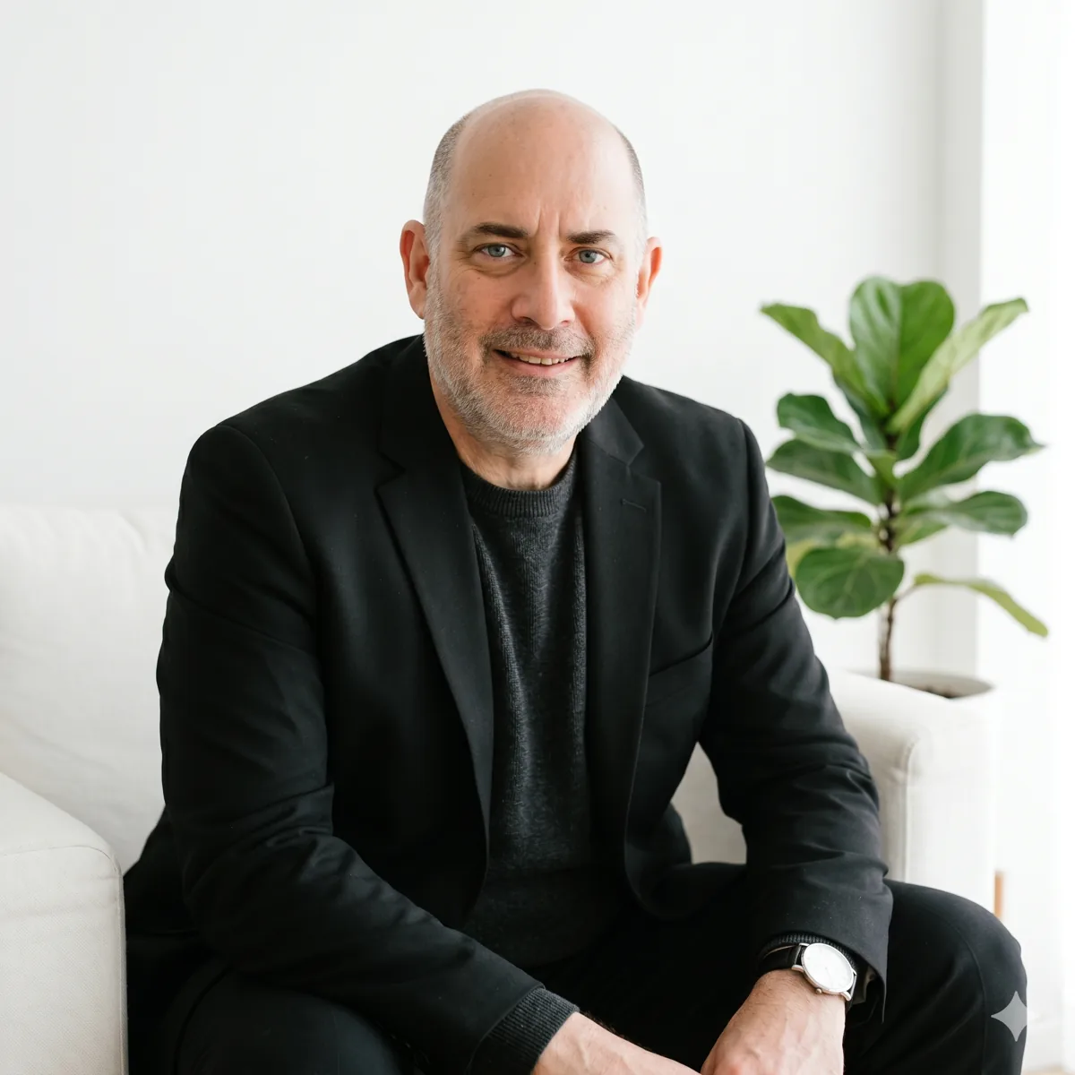 Yuval Pecht, seated, smiling